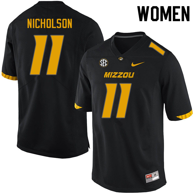 Women #11 Devin Nicholson Missouri Tigers College Football Jerseys Sale-Black - Click Image to Close
